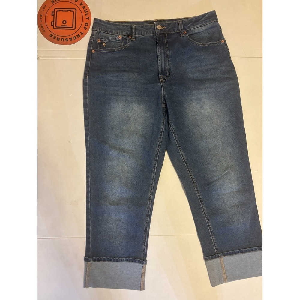 Frye Women's High-Rise Amari Wash Jeans, Blue, Size 10/30. Cuffed Jeans Stretch - Picture 2 of 10